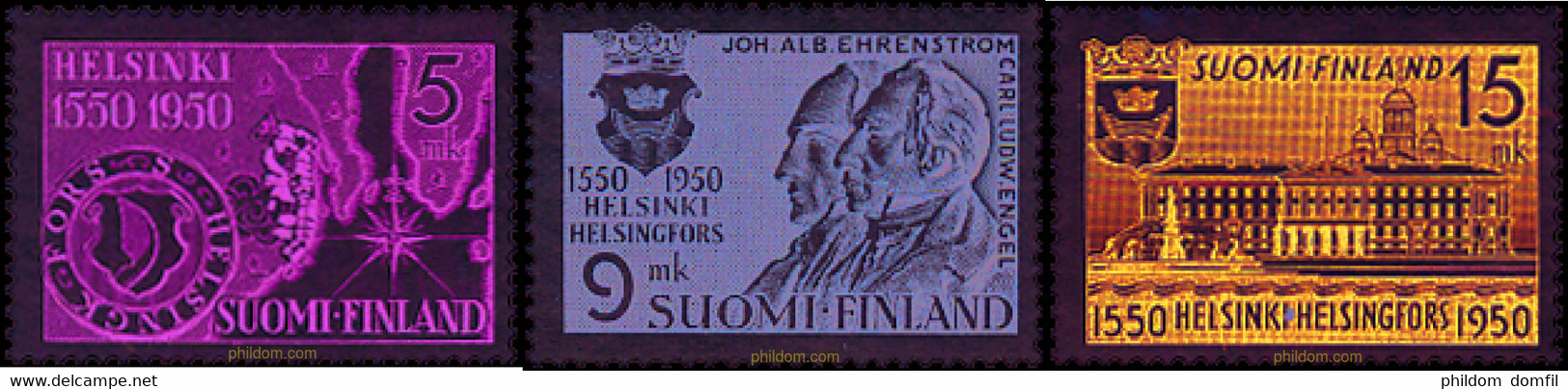 210401 HINGED FINLANDIA 1950 400 ANIVERSARIO DE LA CIUDAD DE HELSINKI - Altri & Non Classificati