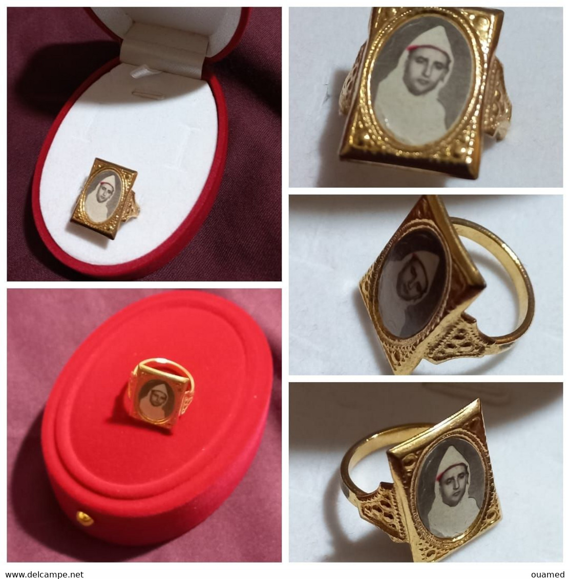 Bague "dorée" Commémorant La Visite Royale Effectuée Par Feu Le Sultan Mohammed V à Tanger En 1947 - Ring