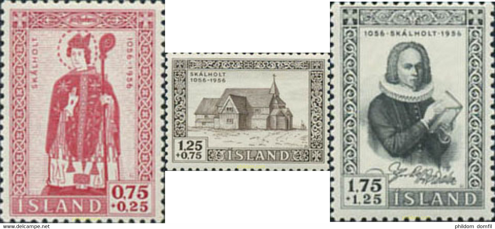 105960 HINGED ISLANDIA 1956 9 CENTENARIO DE LA CONGREGACIÓN DEL OBISPO ISLEIFUR Y DEL OBISPADO DE SKALHOLT - Collections, Lots & Séries