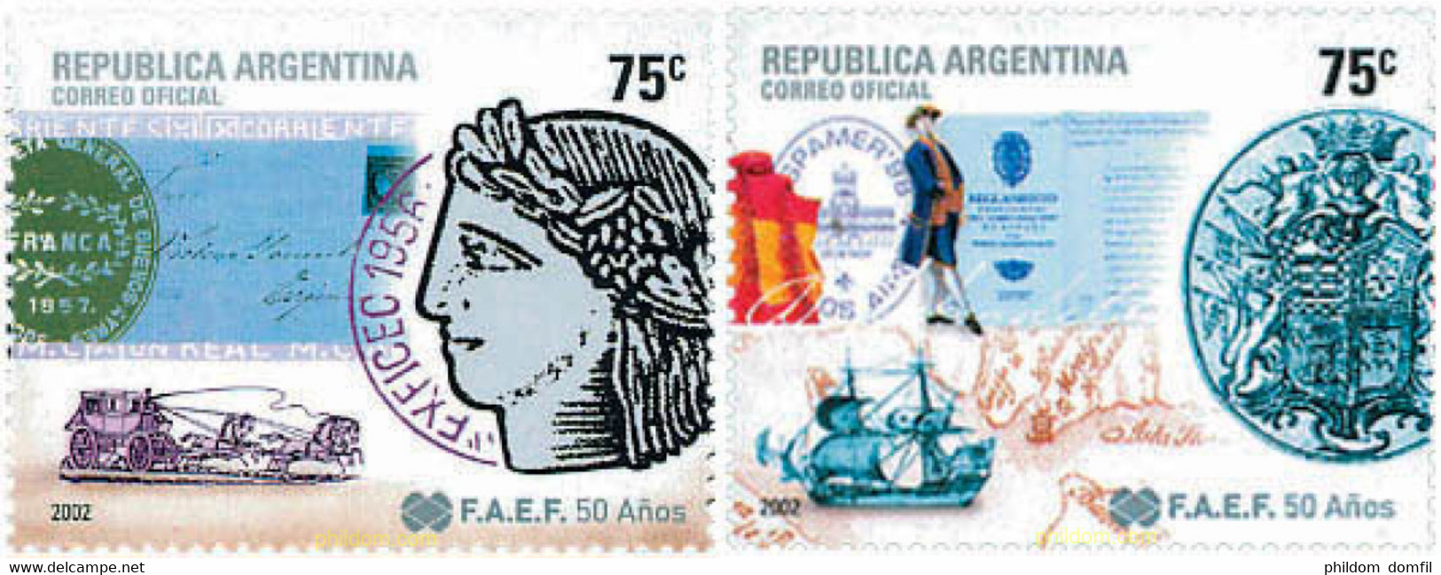 107210 MNH ARGENTINA 2002 50 ANIVERSARIO DE LA FAEF (FEDERACION ARGENTINA DE SOCIEDADES FILATELICAS) - Gebraucht