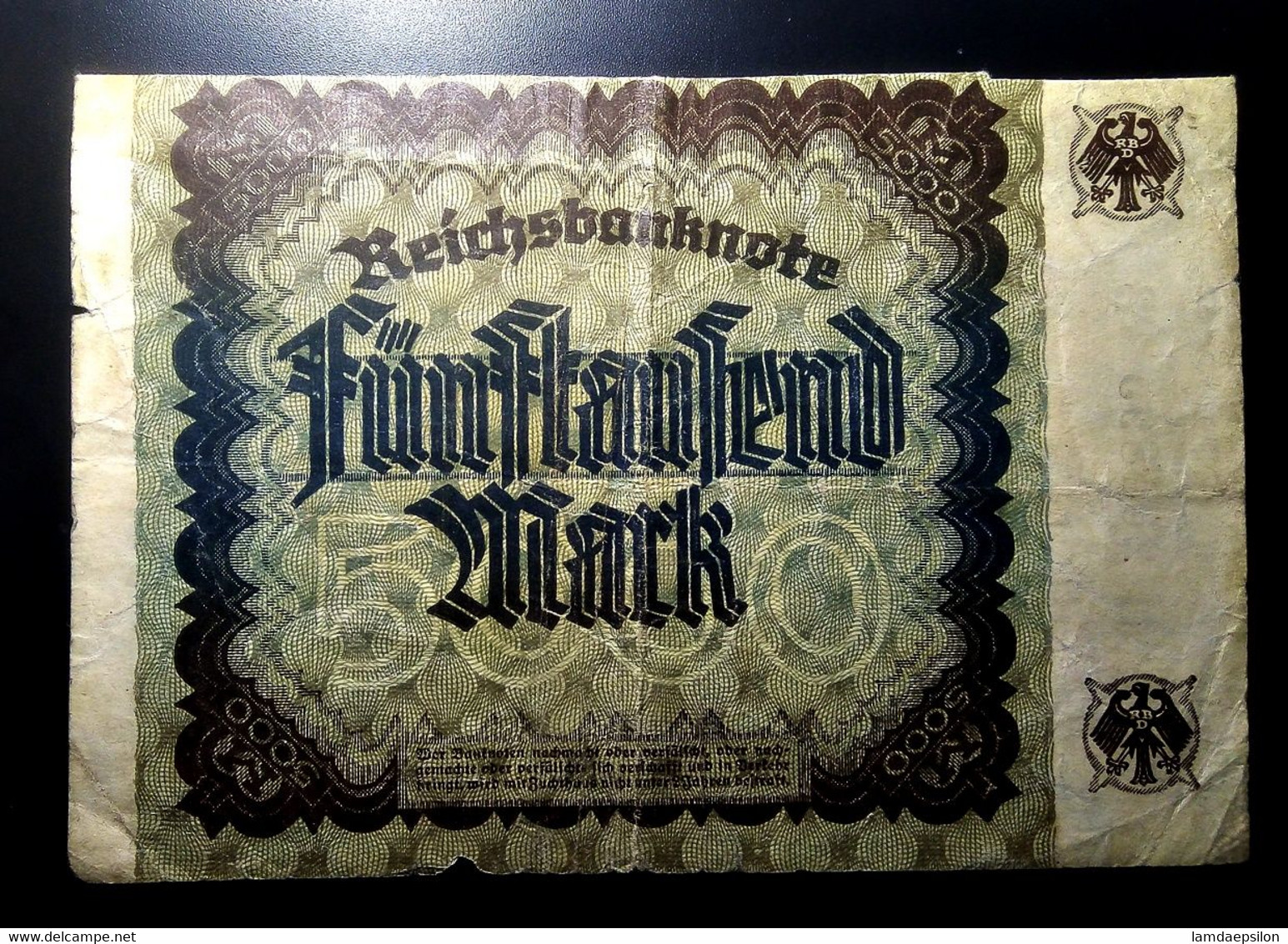 A7  ALLEMAGNE   BILLETS DU MONDE     GERMANY  BANKNOTES  5000 MARK 1922 - Sammlungen