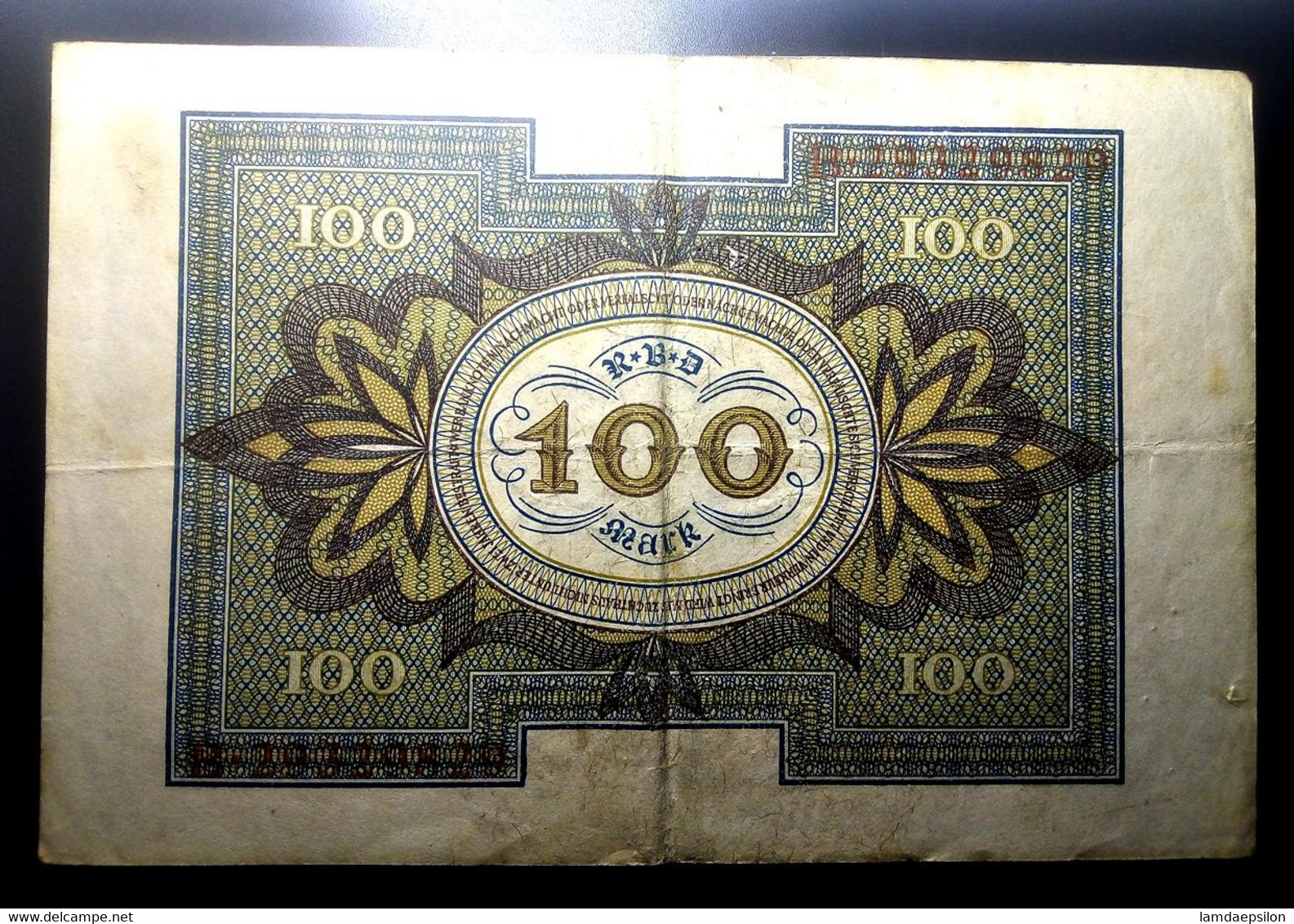 A7  ALLEMAGNE   BILLETS DU MONDE     GERMANY  BANKNOTES  100  MARK 1920 - Collections