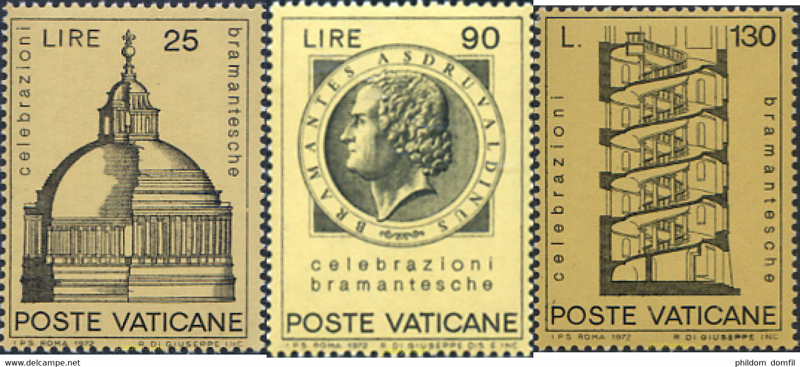 116431 MNH VATICANO 1972 DONATO D'ANGELO LAZZARI, BRAMANTE, ARQUITECTO ITALIANO - Used Stamps