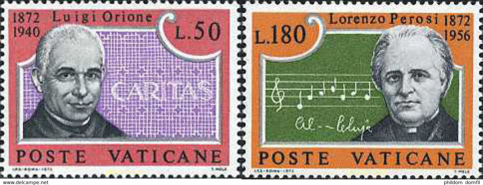 116452 MNH VATICANO 1972 CENTENARIO DEL NACIMIENTO DE DON LUIGI ORIONE Y DE LORENZO PEROSI - Used Stamps