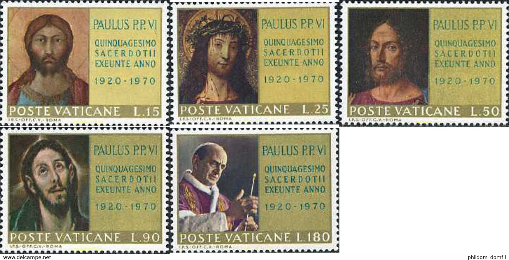 116385 MNH VATICANO 1970 50 ANIVERSARIO DE LA ORDENACION SARCEDOTAL DEL PAPA PABLO VI - Used Stamps