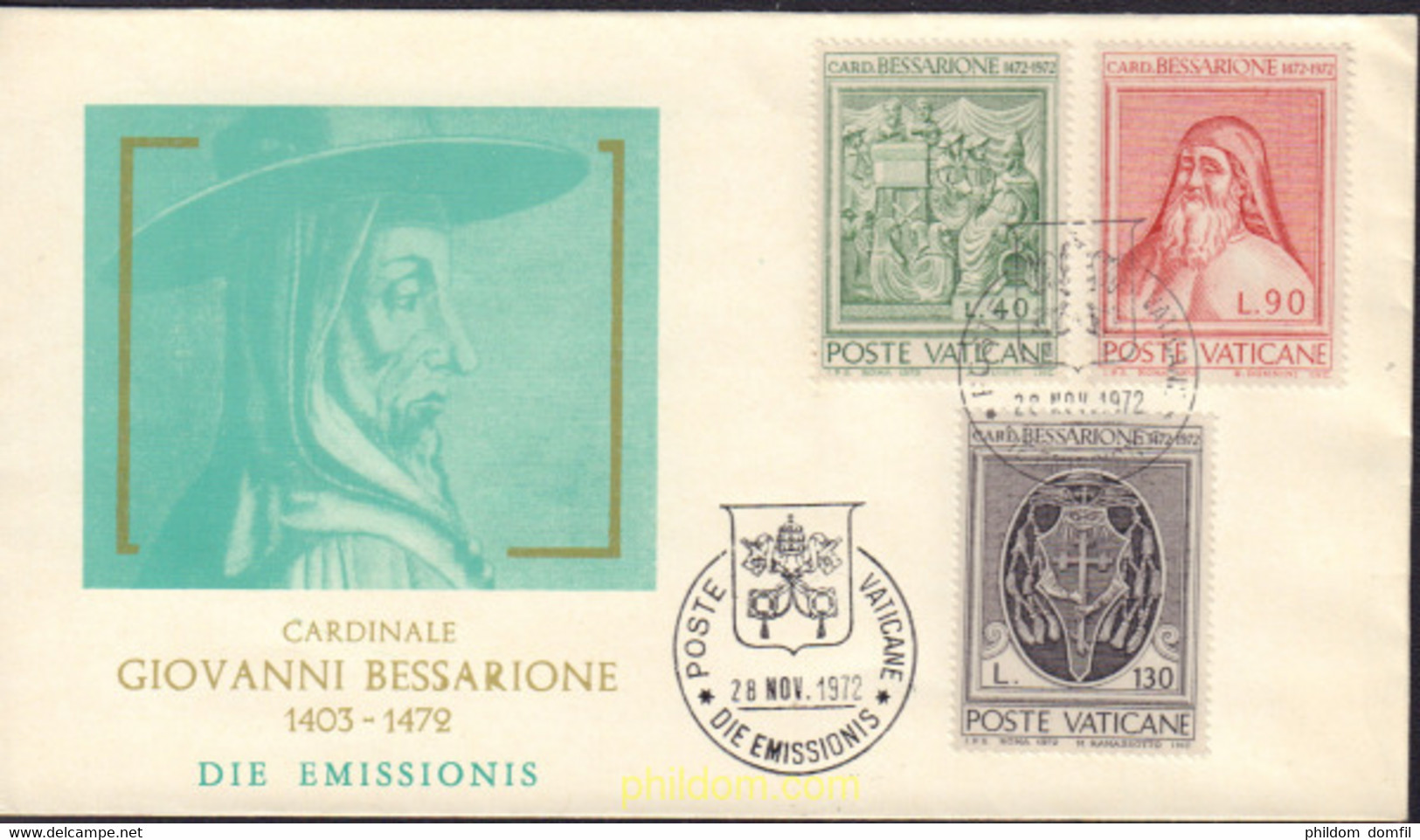 437320 MNH VATICANO 1972 5 CENTENARIO DE LA MUERTE DEL CARDENAL BESSARIONE - Oblitérés