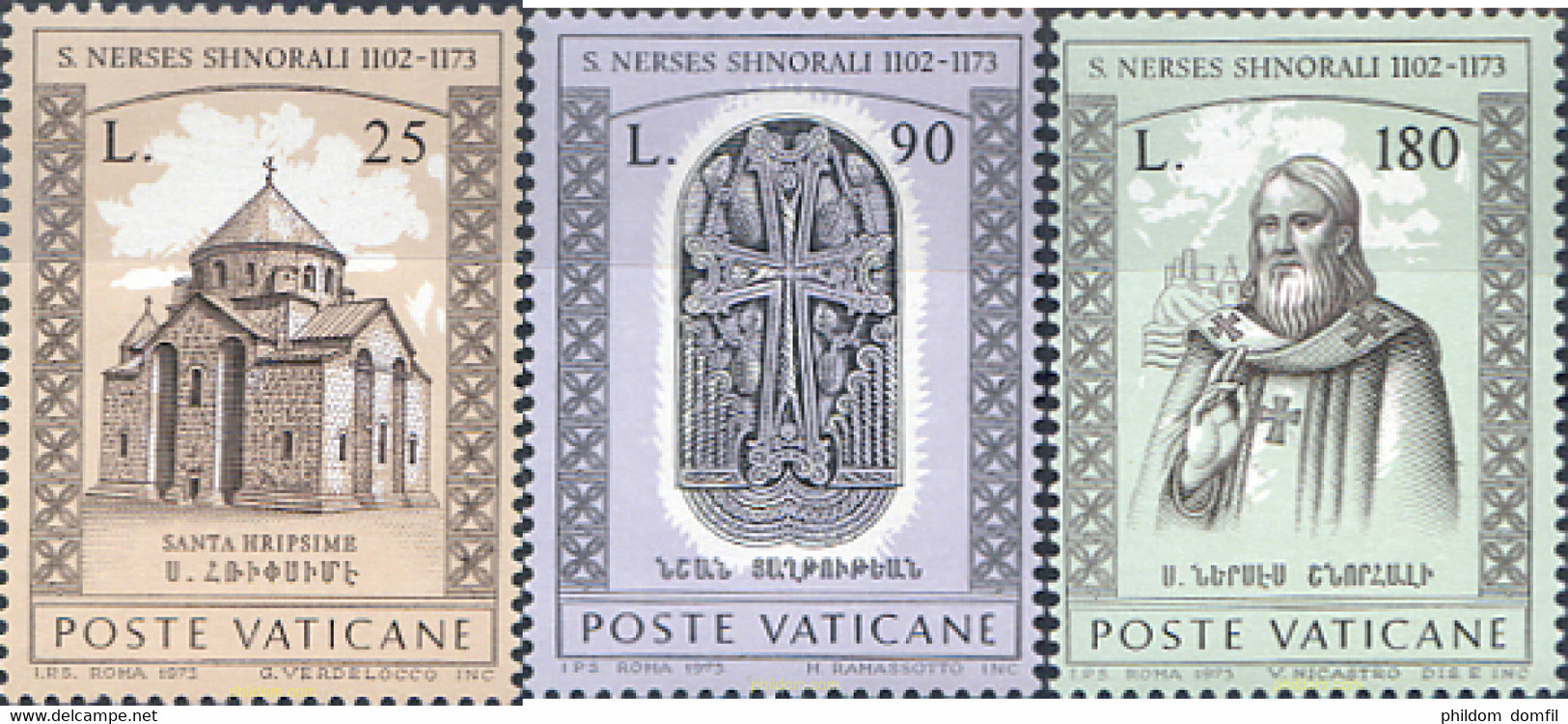 116476 MNH VATICANO 1973 8 CENTENARIO DE LA MUERTE DEL PATRIARCA ARMENIO SAN NARSES SHNORALI - Oblitérés