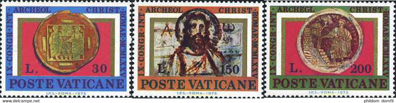 116500 MNH VATICANO 1975 9 CONGRESO INTERNACIONAL DE ARQUEOLOGIA CRISTIANA - Oblitérés