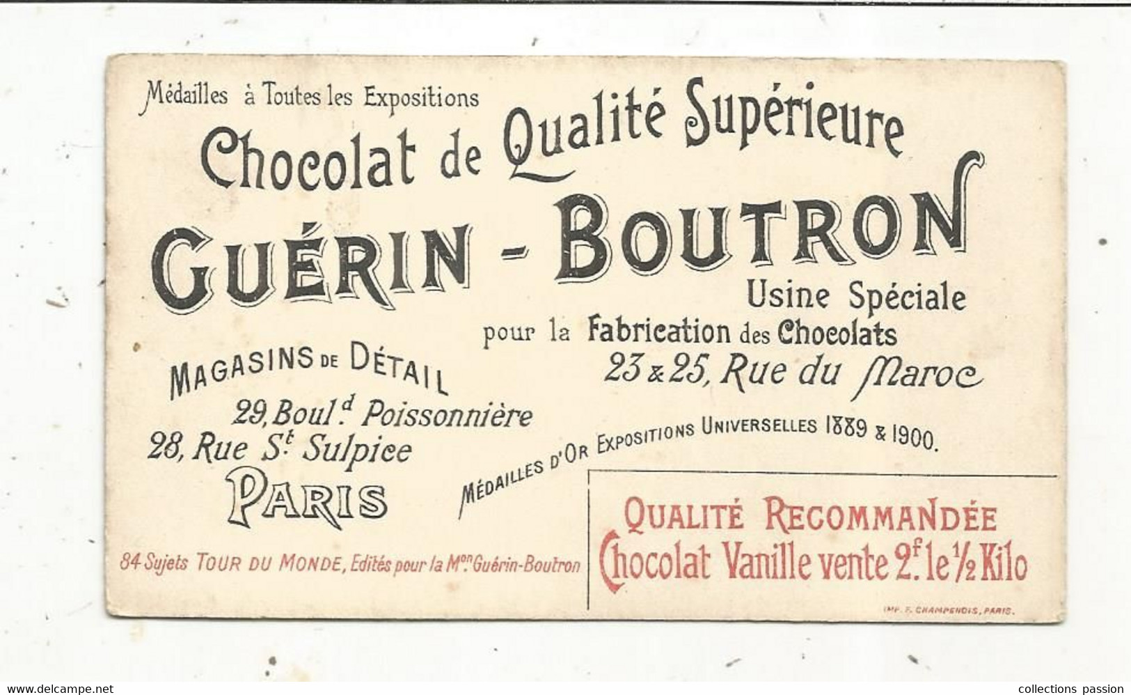 Chromo , Chocolat GUERIN-BOUTRON, Le Tour Du Monde En 84 étapes , EN ITALIE, POMPEÏ, 2 Scans - Guérin-Boutron
