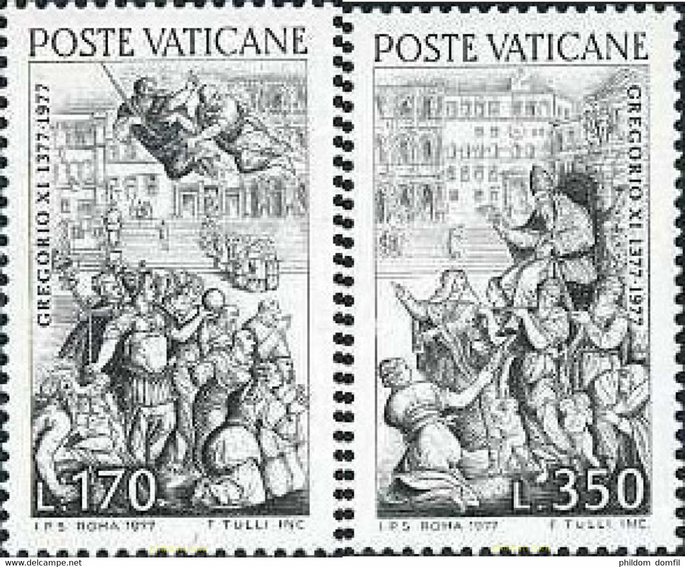 116579 MNH VATICANO 1977 6 CENTENARIO DEL REGRESO DEL PAPA GREGORIO XI DE AVIGNON A ROMA - Usados