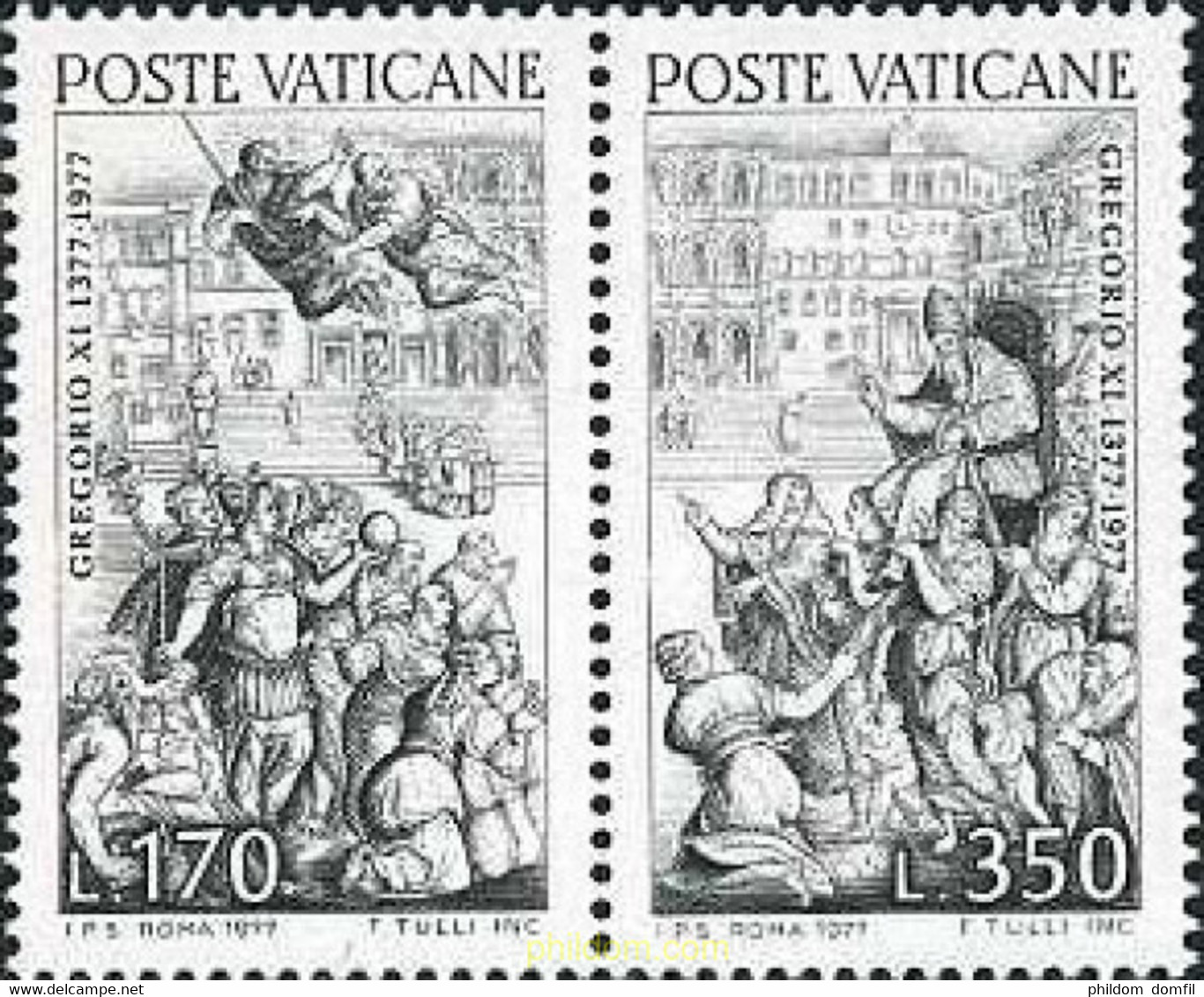 158667 MNH VATICANO 1977 6 CENTENARIO DEL REGRESO DEL PAPA GREGORIO XI DE AVIGNON A ROMA - Usados