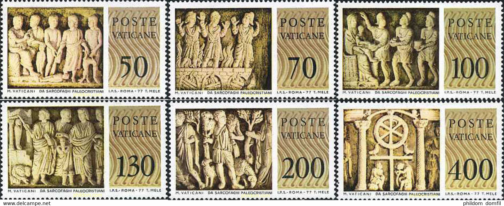 116601 MNH VATICANO 1977 MUSEO DEL VATICANO. BAJO-RELIEVES DE SARCOFAGOS PALEOCRISTIANOS - Used Stamps