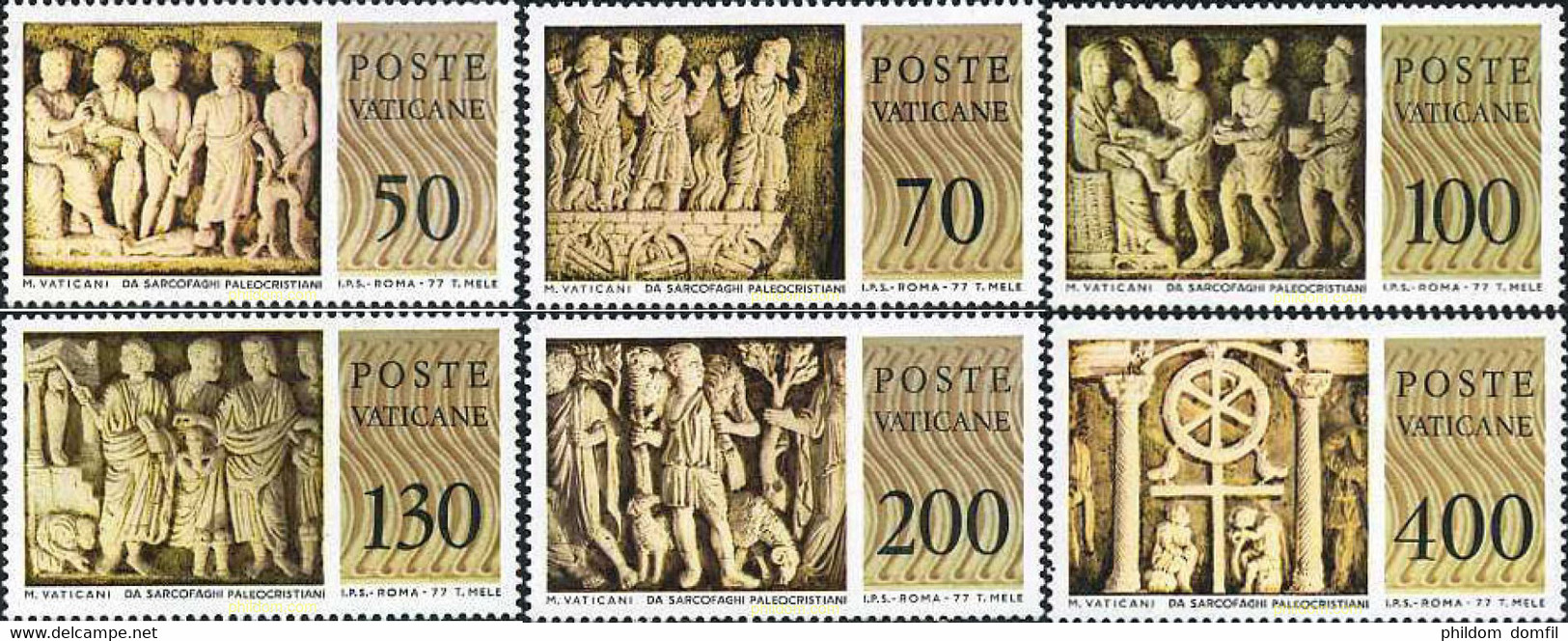 116601 MNH VATICANO 1977 MUSEO DEL VATICANO. BAJO-RELIEVES DE SARCOFAGOS PALEOCRISTIANOS - Oblitérés