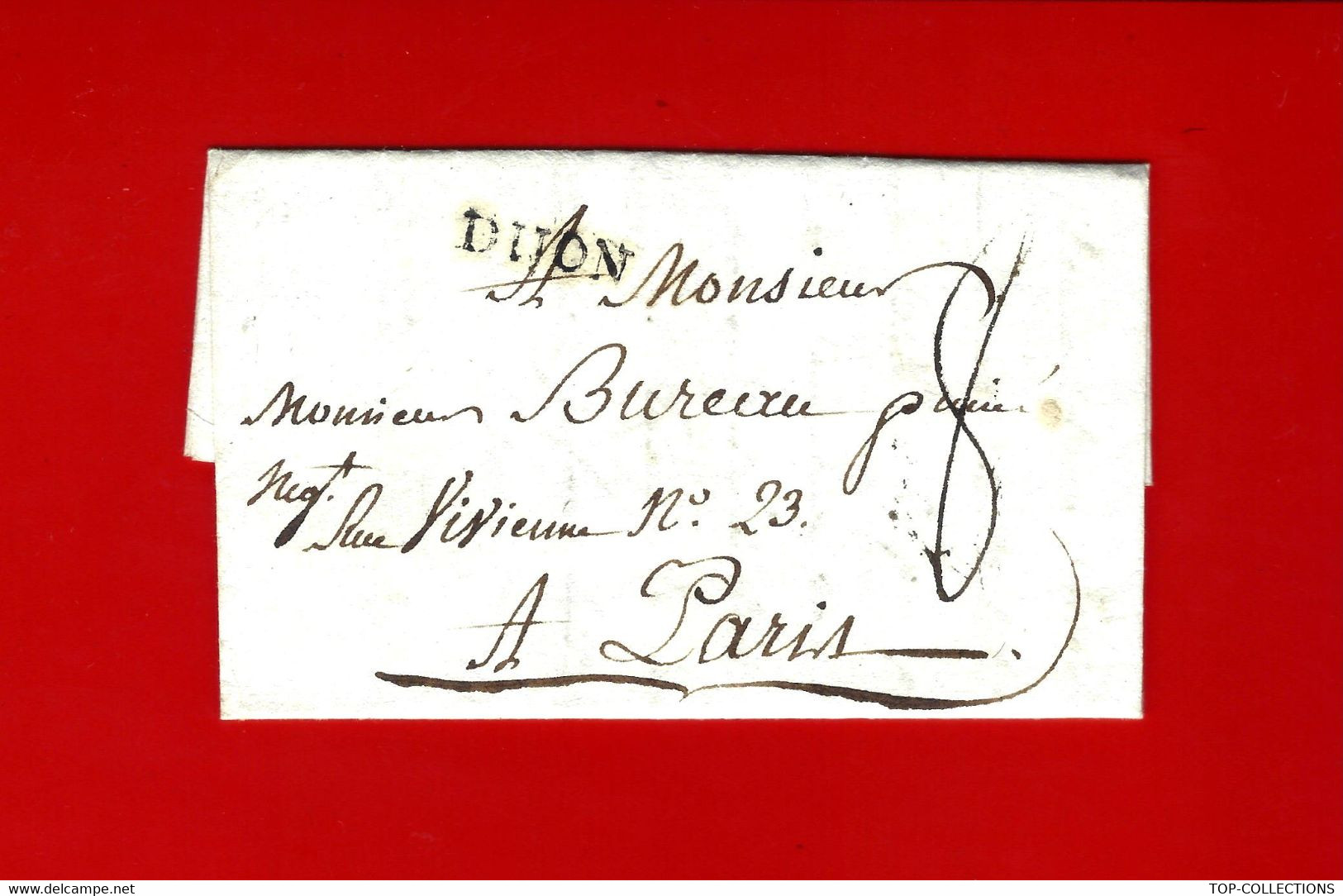 1790  Dijon lettre pour Bureau rue Vivienne Paris siège Compagnie des Indes  LA LETTRE PARLE DE Magon de la Value V.HIST