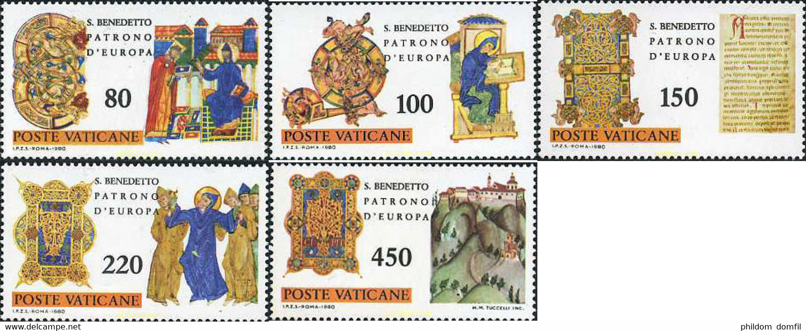 116883 MNH VATICANO 1980 15 CENTENARIO DEL NACIMIENTO DE SAN BENITO DE NURSIE - Oblitérés