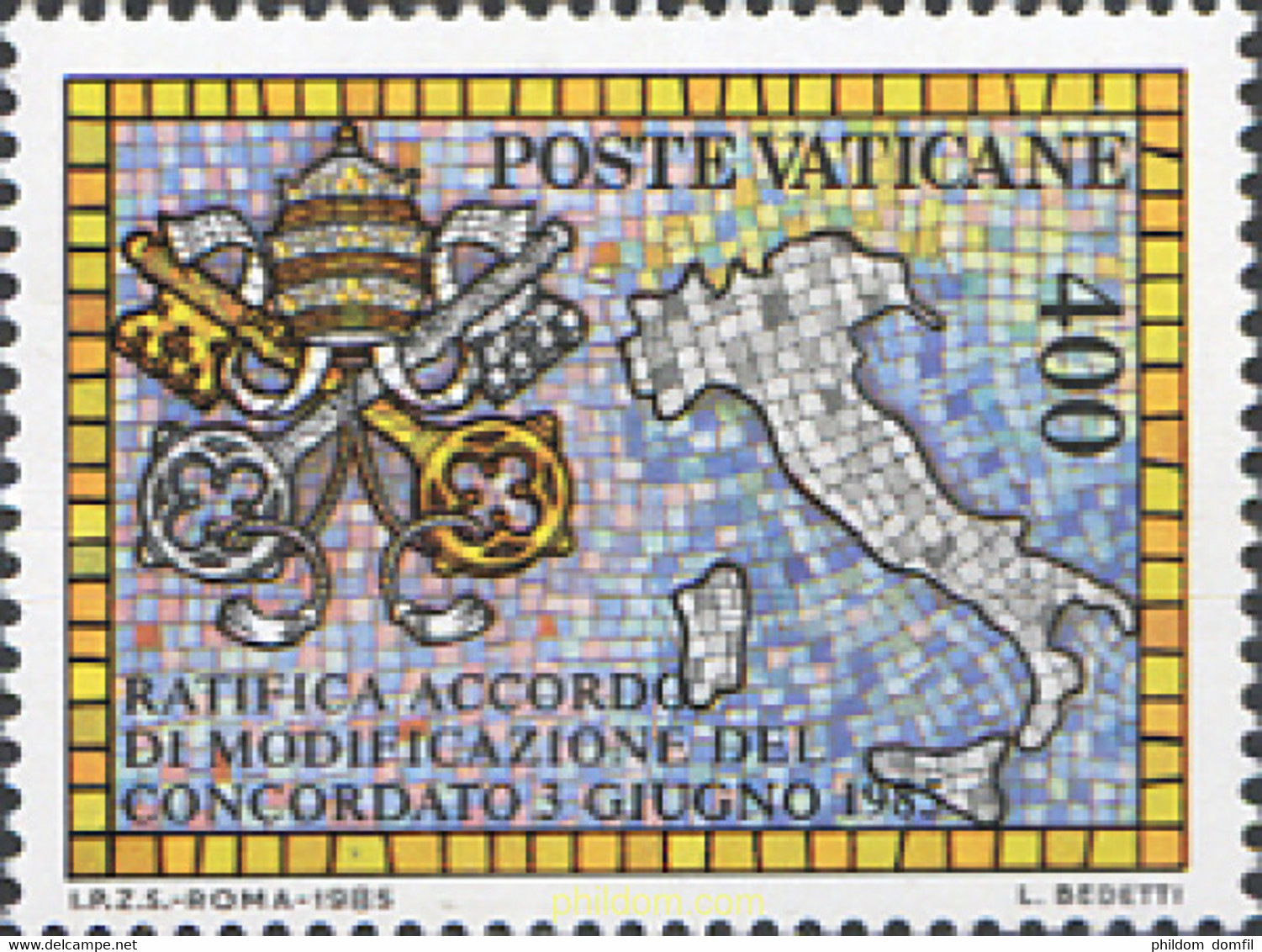 116946 MNH VATICANO 1985 RATIFICACION DEL ACUERDO DE MODIFICACION DEL CONCORDATO ENTRE LA SANTA SEDE E ITALIA - Oblitérés