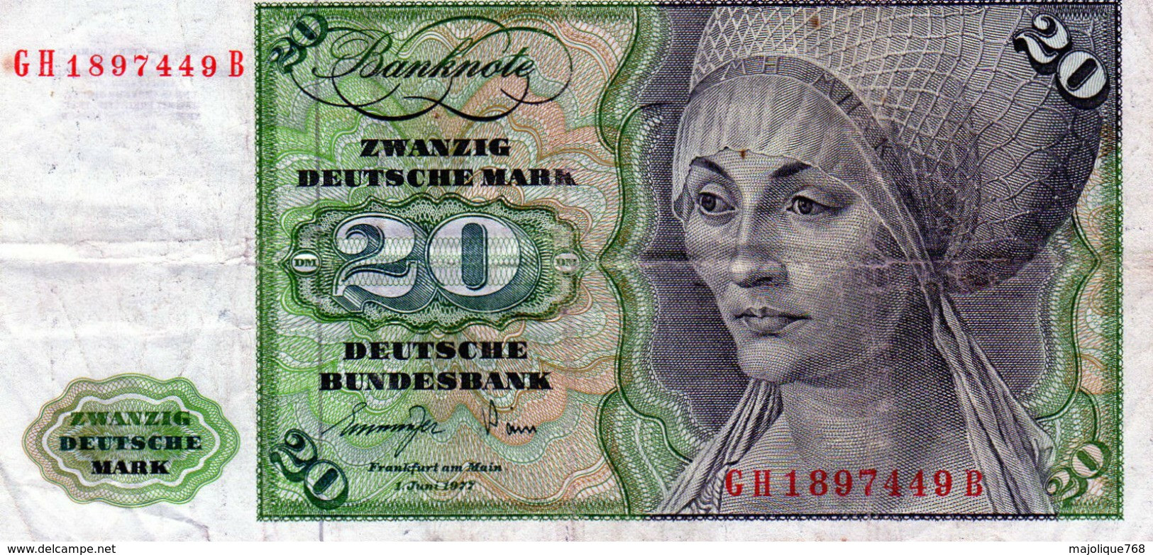 Billet De 20 Mark Du 1 Juin 1977 - - 20 Deutsche Mark