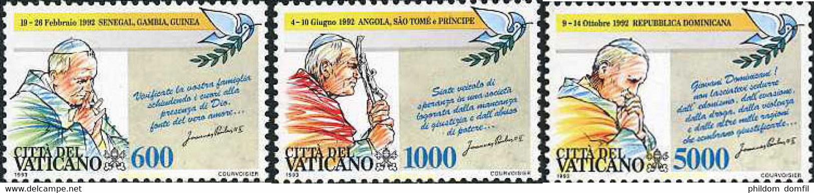 117074 MNH VATICANO 1993 VIAJES DEL PAPA JUAN PABLO II - Used Stamps