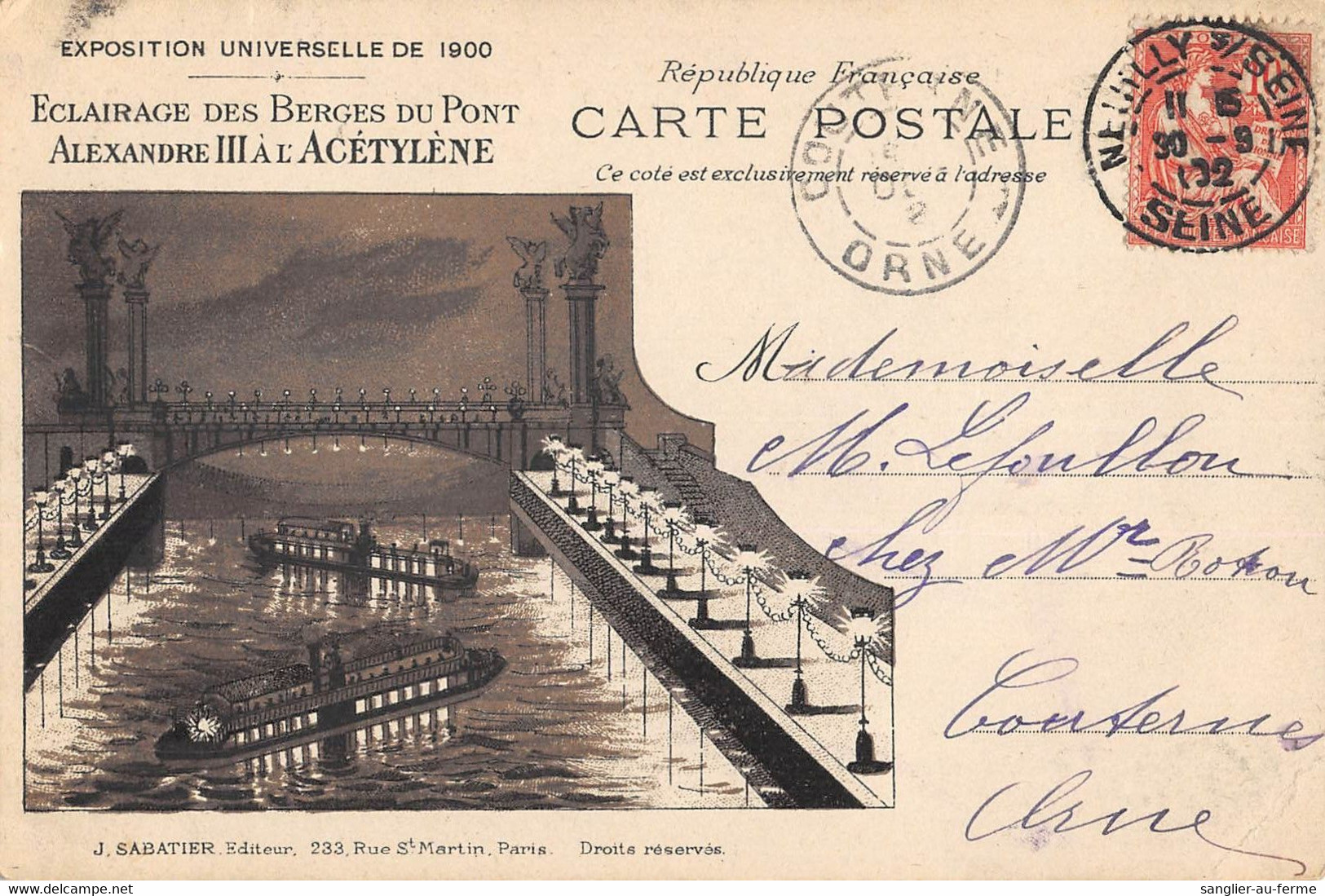 CPA 75 PARIS EXPOSITION UNIVERSELLE 1900 ECLAIRAGE DES BERGES DU PONT ALEXANDRE III A L'ACETYLENE - Sonstige & Ohne Zuordnung