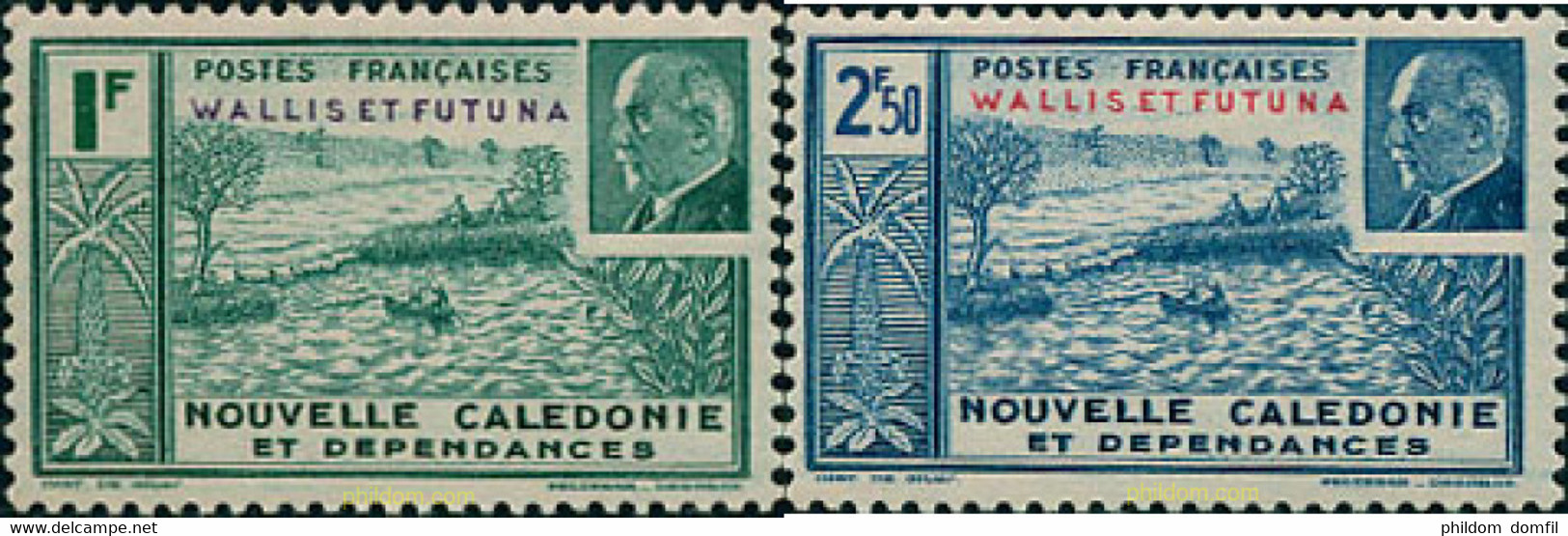 674074 HINGED WALLIS Y FUTUNA 1941 SELLOS DE NUEVA CALEDONIA DEL MARISCAL PETAIN - Usados