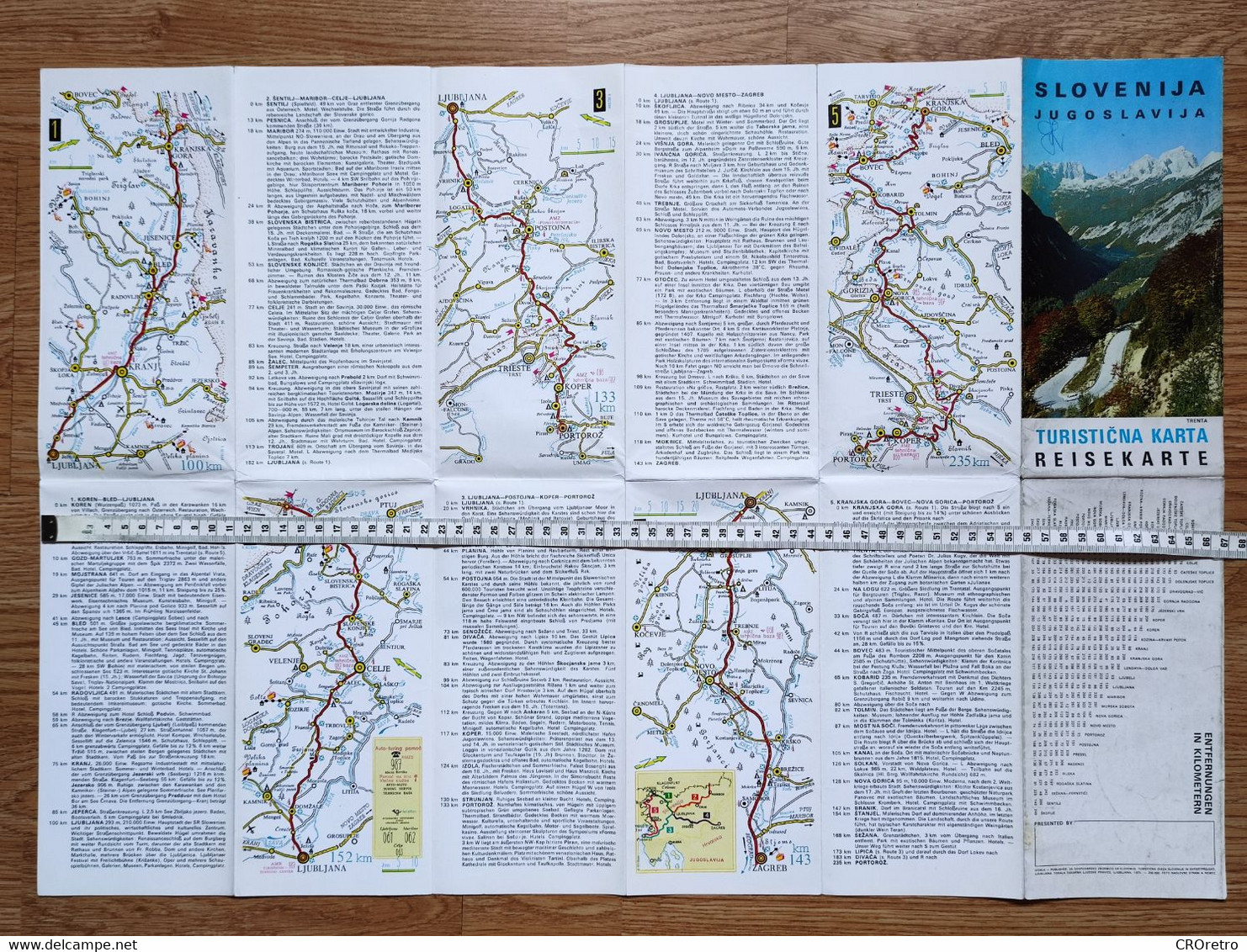 SLOVENIA (ex Yugoslavia), Vintage Tourist Map & Road Map, Autokarte & Reisekarte, Year 1971 - Cartes Routières