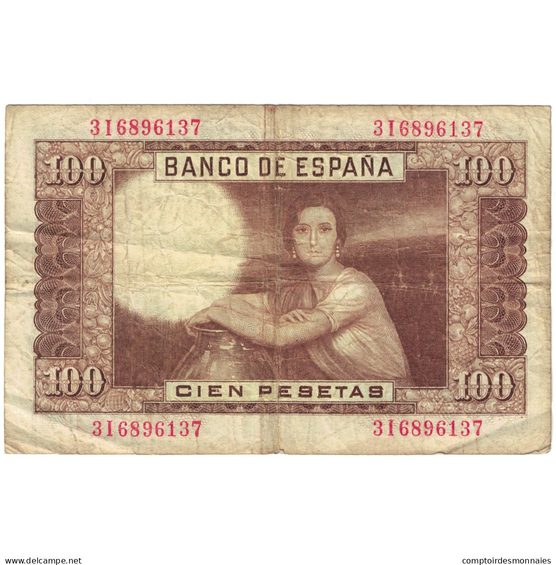 Billet, Espagne, 100 Pesetas, 1953-04-07, KM:145a, TB - 100 Pesetas