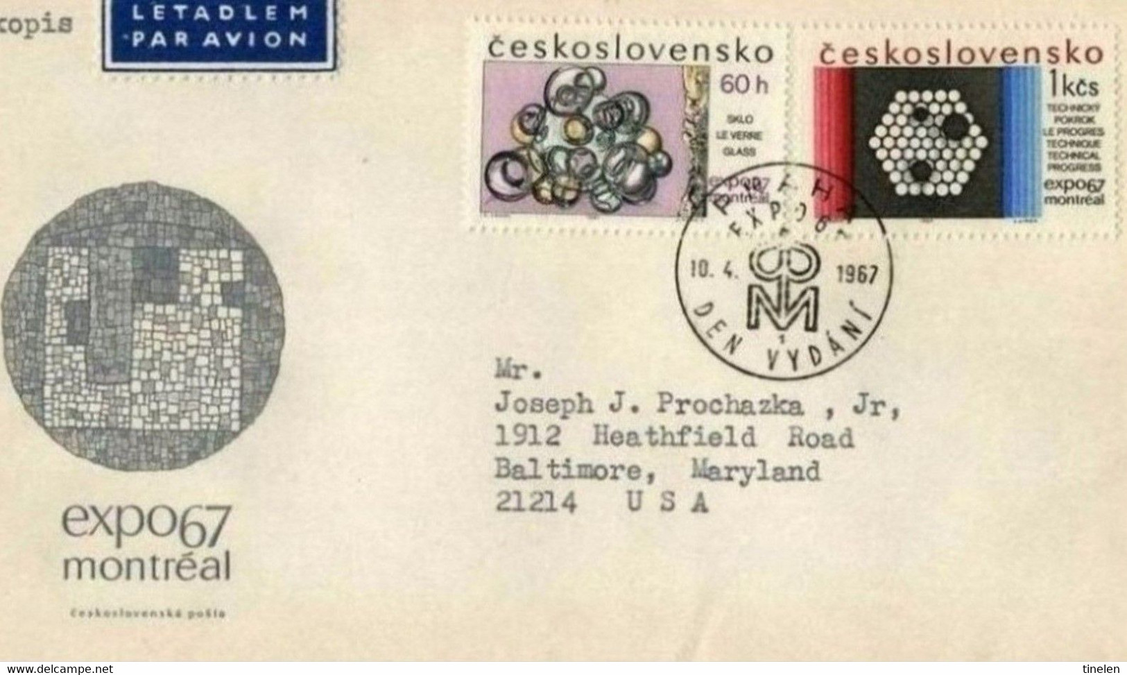 CECOSLOVACCHIA - 10 4 1967 FDC EXPO MONTREAL - 1967 – Montreal (Kanada)