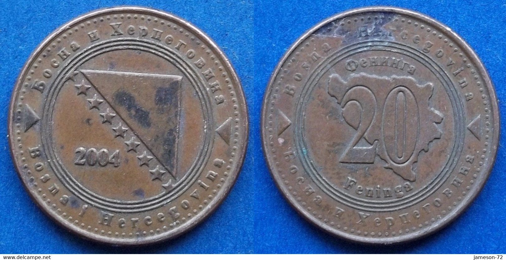 BOSNIA & HERZEGOVINA - 20 Feninga 2004 KM# 116 Federal Republic (1995) - Edelweiss Coins - Bosnie-Herzegovine