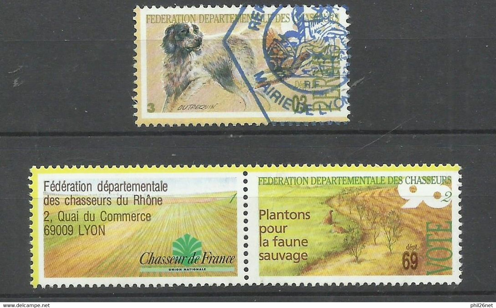 France Fiscaux Chasse 1996  Rhône  Permis + Vignette + Vote Neufs * * Et Oblitéré    B/TB  Voir Scans Soldé ! ! ! - Timbres