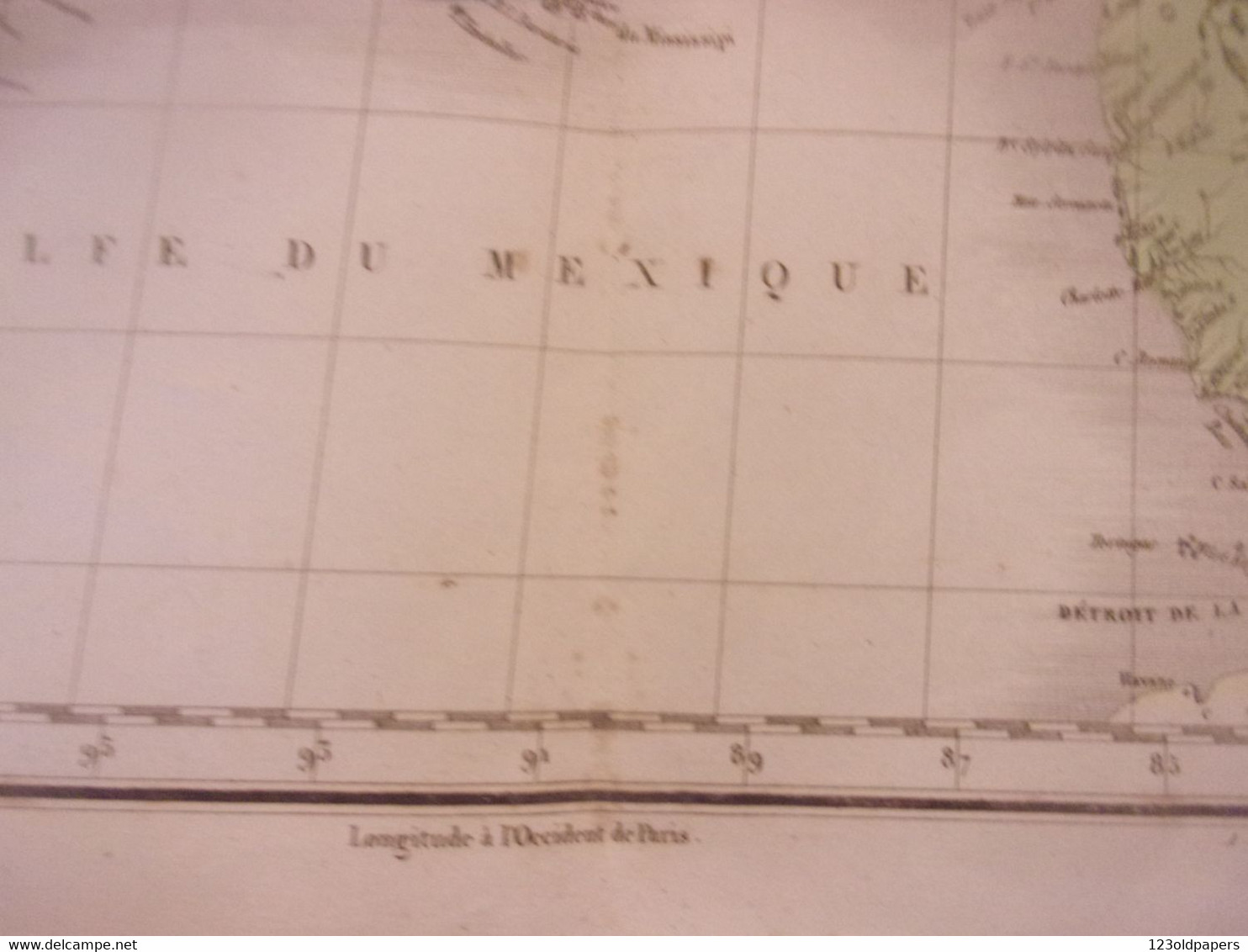 MAP COLLECTABLE RARE 1825 ORIGINAL D EPOQUE CAREZ COULEUR ETATS UNIS D AMERIQUE  70/54 CM BUCHON  USA US - Carte Geographique