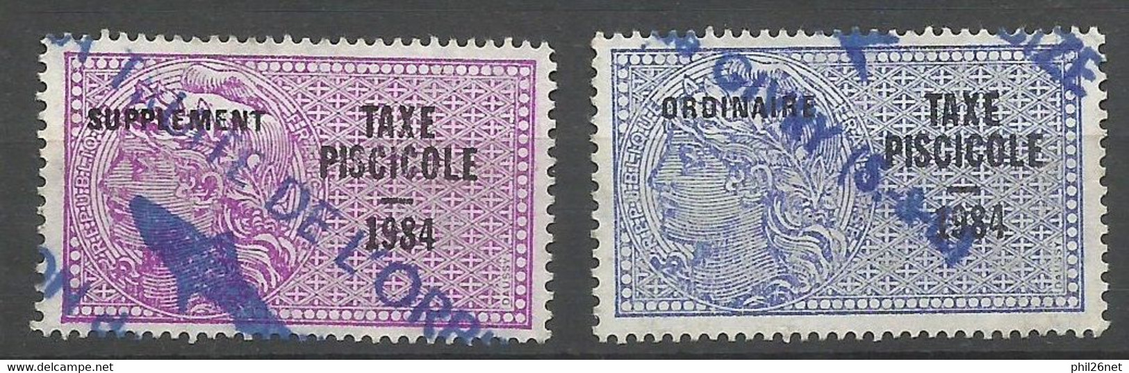 France Fiscaux Taxe Piscicole 1984  Et Supplément  Oblitérés Cachets Illustrés   B/TB  Voir Scans Soldé ! ! ! - Timbres