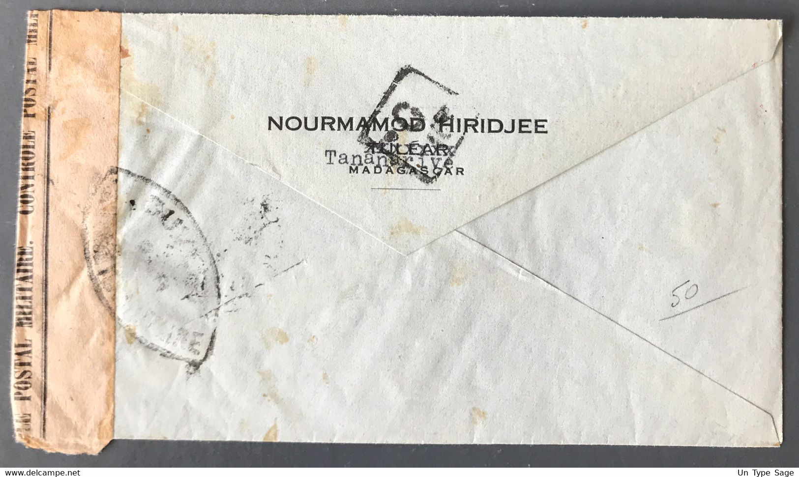 Madagascar Sur Enveloppe Affranchissement En Numéraire + TAD TANANARIVE R.P. 24.2.1945 + Censure - (N088) - Cartas & Documentos