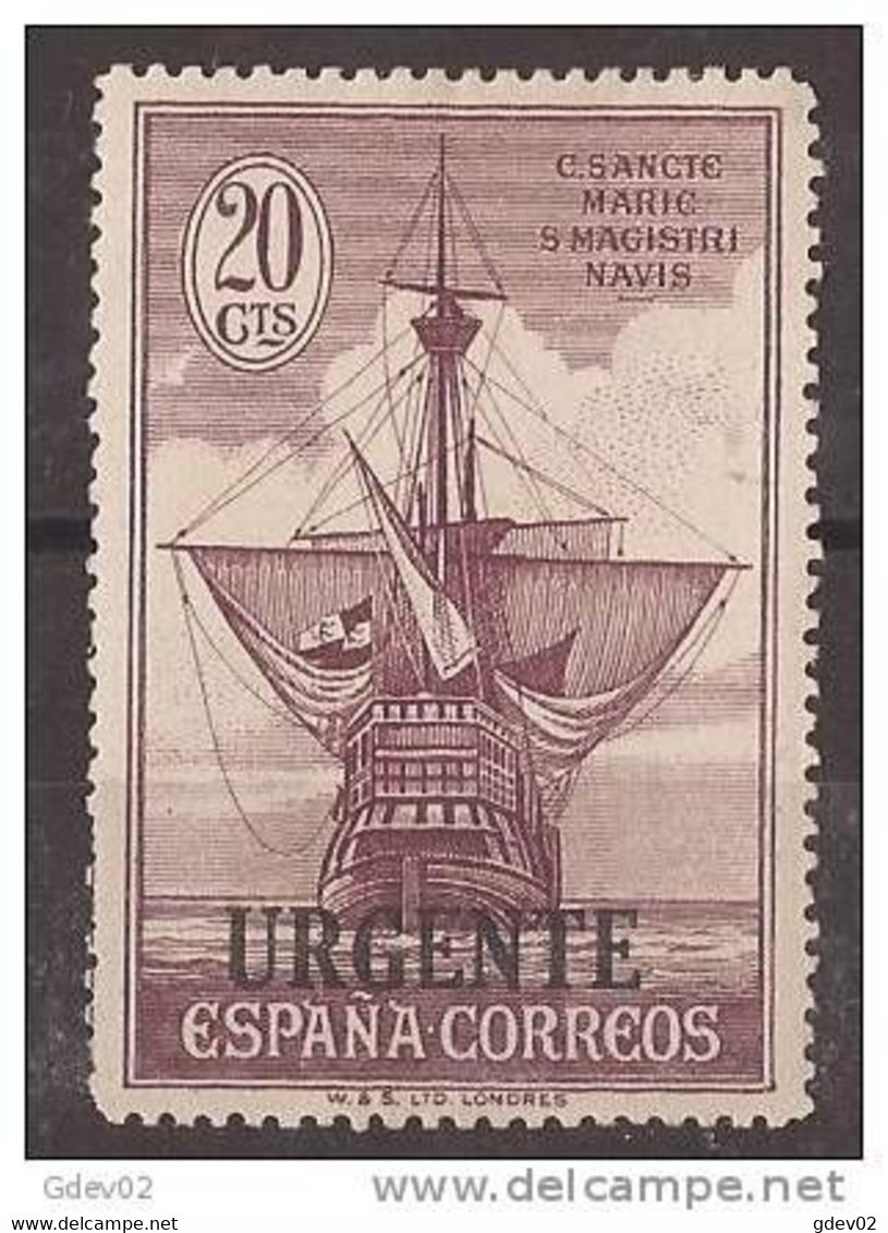 ES546-L4359PC-TESPCORRU. Spain. Espagne.Barco. .DESCUBRIMIENTO DE AMERICA.Urgente.1930 (Ed 546**). S)charnela MAGNIFICOS - Eilbriefmarken