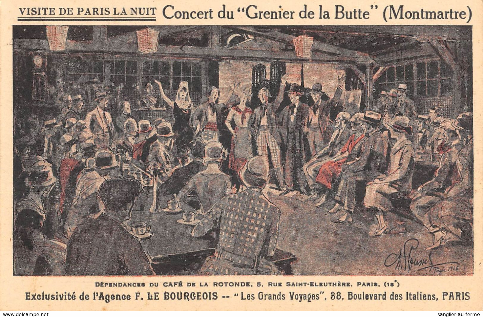 CPA 75 PARIS 18e VISITE DE PARIS LA NUIT CONCERT DU GRENIER DE LA BUTTE MONTMARTRE - Distretto: 18