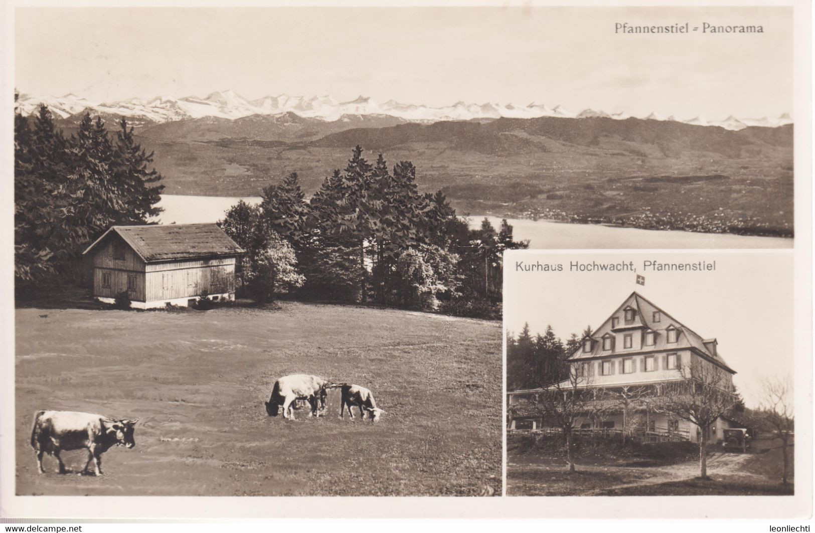 AK: 1932 Kurhaus Hochwacht, Pfannenstiel - Panorama. Gelaufen - Alberghi & Ristoranti