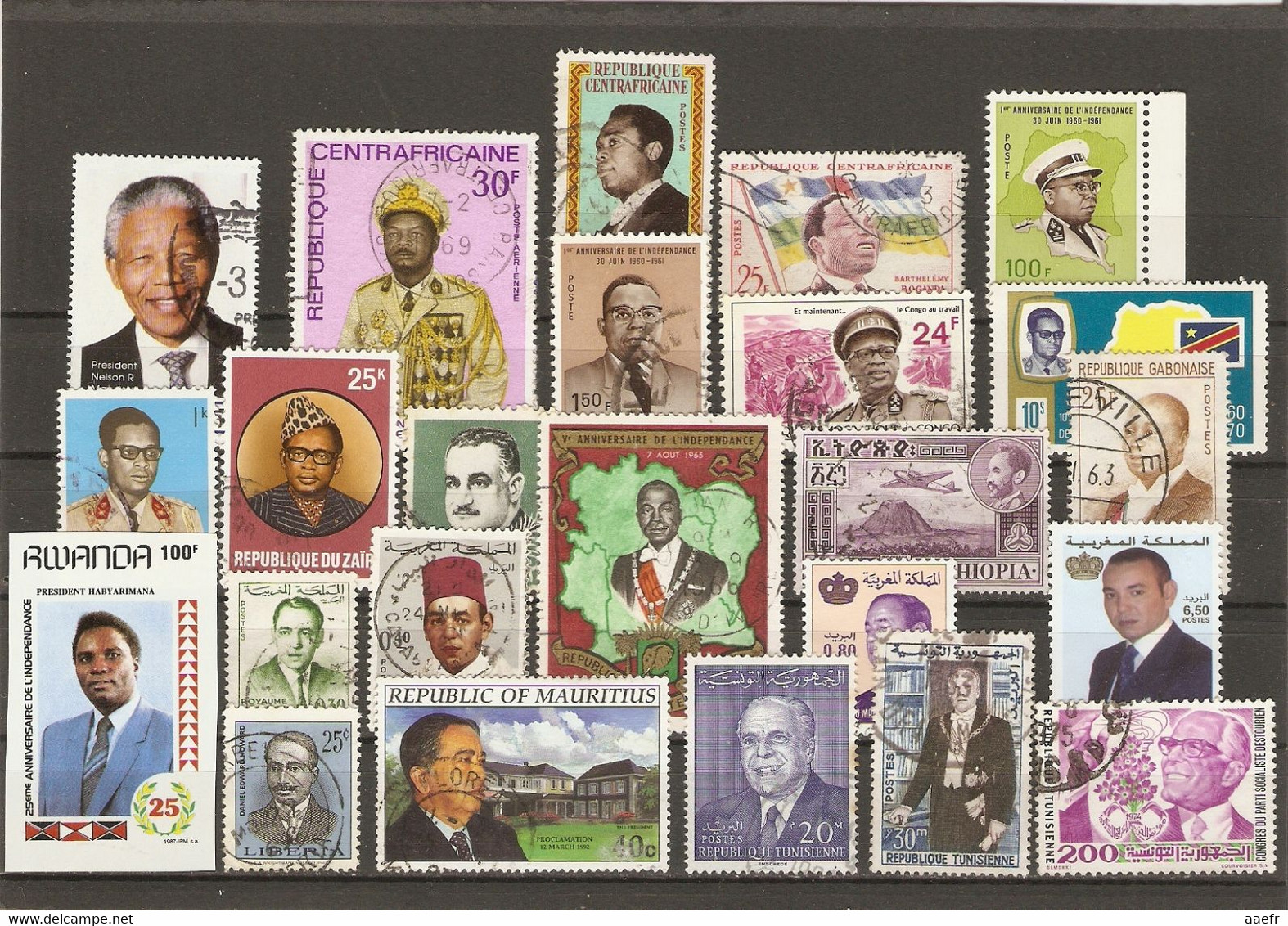 Chefs D'états Africains - Petit Lot De 24 Timbres° - Mendela - Mobutu - Bokassa - Hailé Sélassié - Mba - Nasser - Bogand - Vrac (max 999 Timbres)