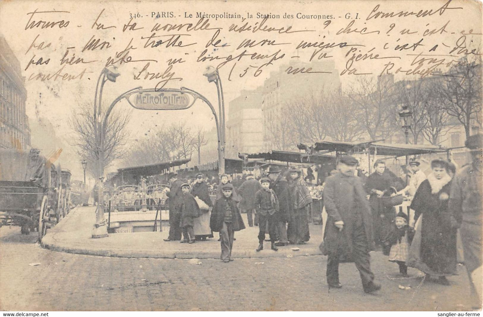 CPA 75 PARIS 20e LE METROPOLITAIN LA STATION DES COURONNES - Paris (20)