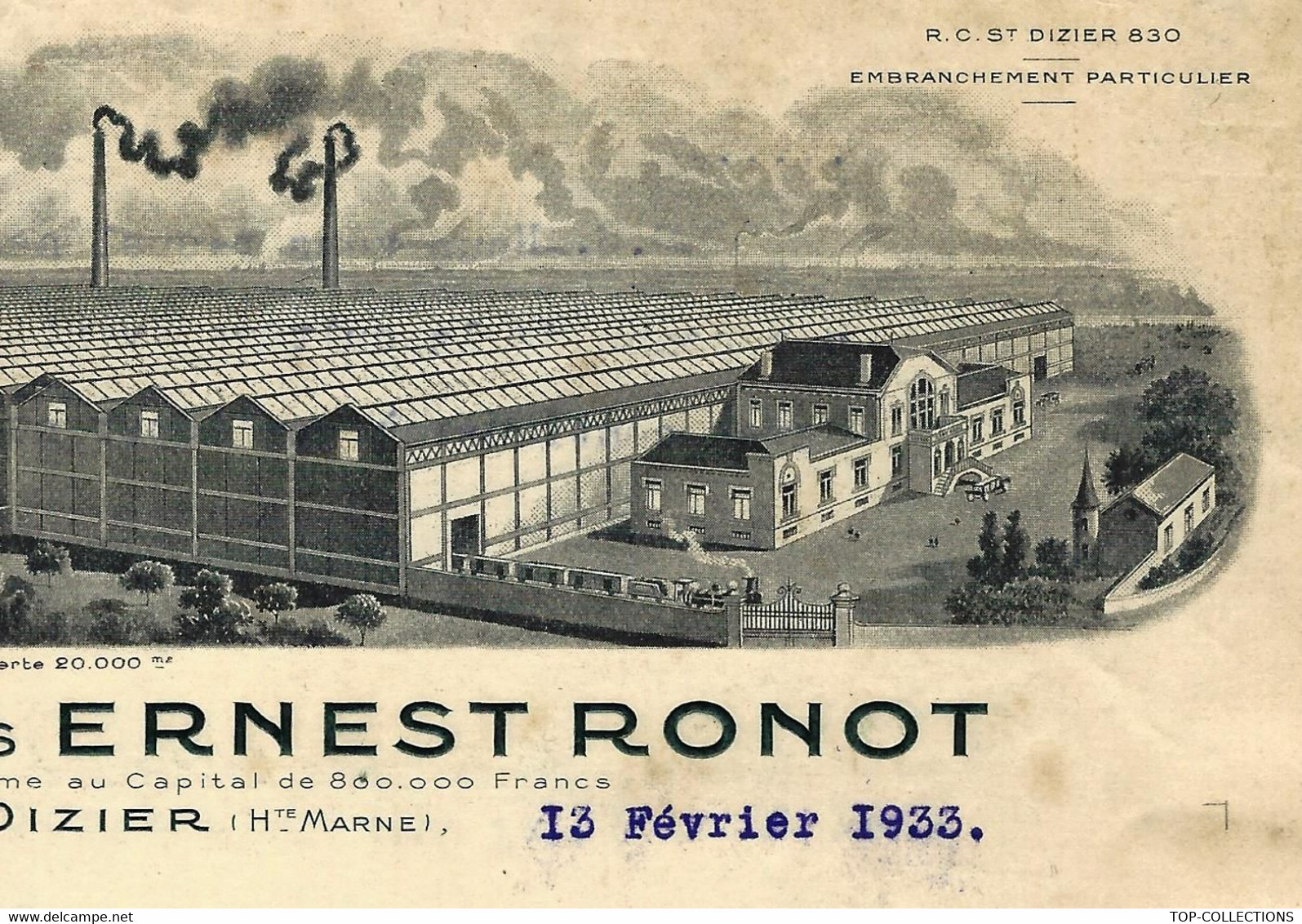 1933 ENTETE  ERNEST RONOT  INDUSTRIE AGRICOLE CHAUDRONNERIE St Dizer Haute Marne Pour Mastreau Fr. Poitiers Vienne B.E - 1900 – 1949