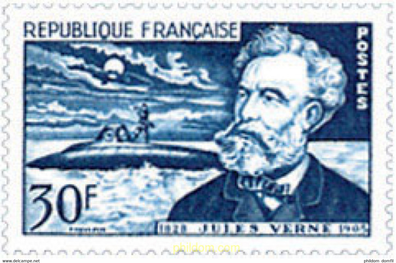 121351 MNH FRANCIA 1955 50 ANIVERSARIO DE LA MUERTE DE JULIO VERNE - Ecrivains