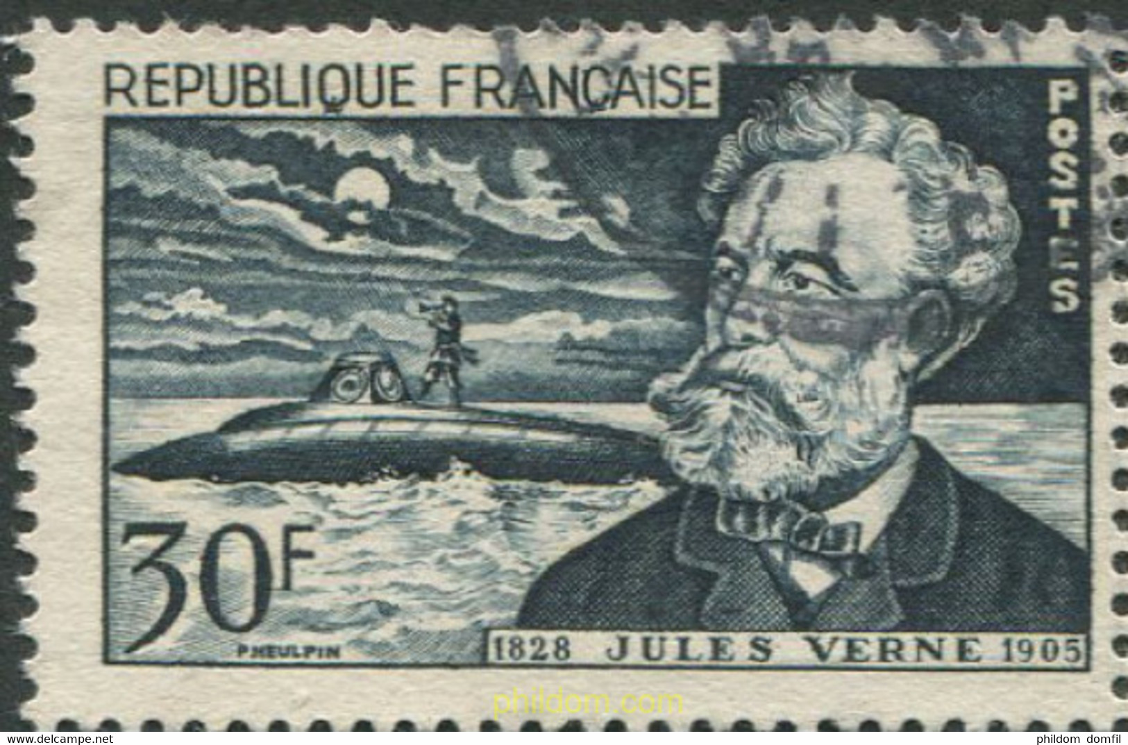 679475 USED FRANCIA 1955 50 ANIVERSARIO DE LA MUERTE DE JULIO VERNE - Ecrivains