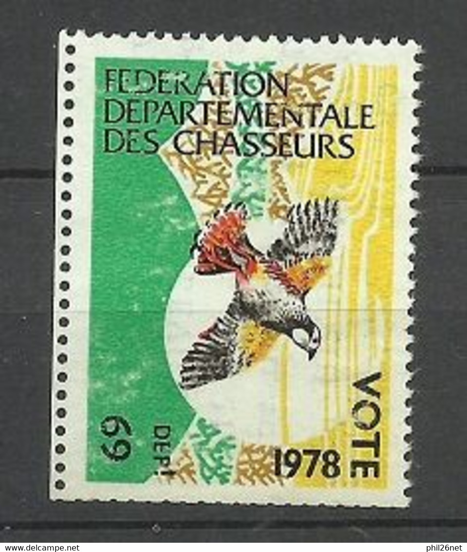 France Fiscaux Vignette De Vote Permis De Chasse Rhône   1978   Neuf ( * )     B/TB  Voir Scans Soldé ! ! ! - Timbres