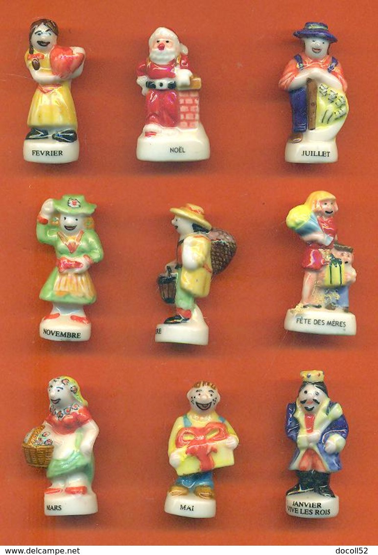 Lot De 9 Feves Porcelaine Sur Les Fetes , Les Mois Diverses - Personnages