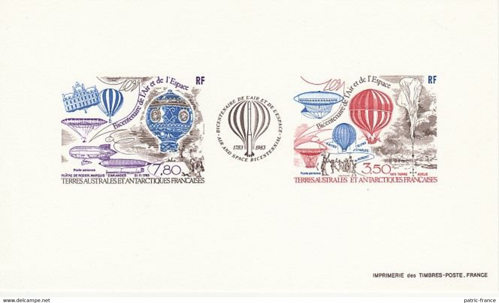 TAAF - Epreuve De Luxe PA83A Bicentenaire Premières Ascensions De L'homme Dans L'atmosphère - Imperforates, Proofs & Errors