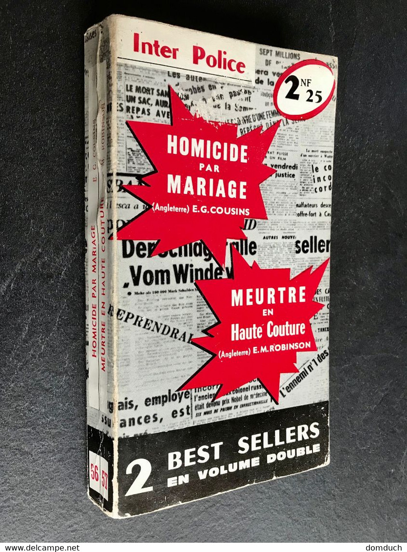 Collection INTER POLICE (Double) N° 56_57   HOMICIDE PAR MARIAGE & MEURTRE EN HAUTE COUTURE 1961 - Presses Internationales