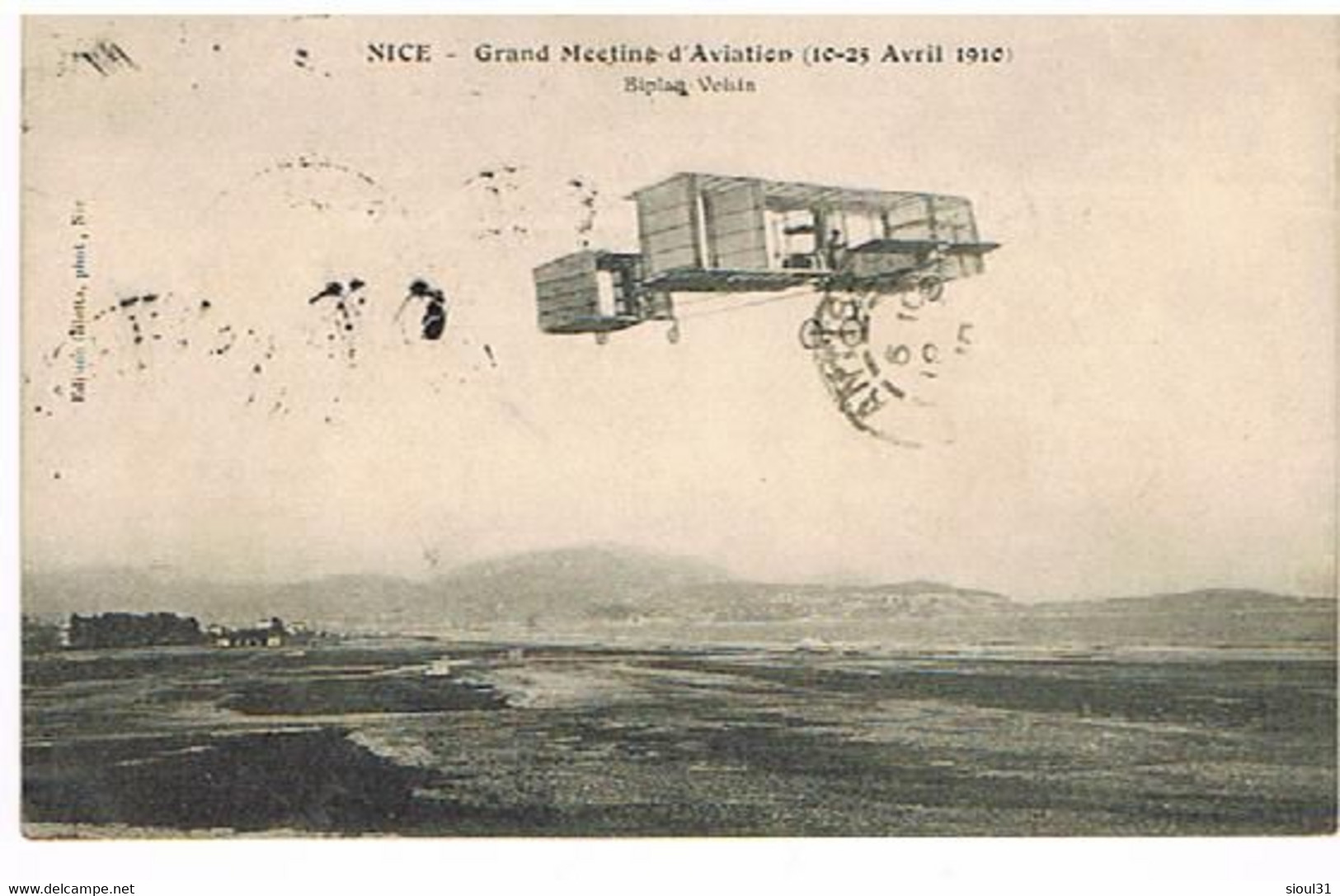 06 NICE GRAND MEETING D'AVIATION (10-25 AVRIL 1910) BIPLAN VOISIN  TBE 268 - Transport (air) - Airport