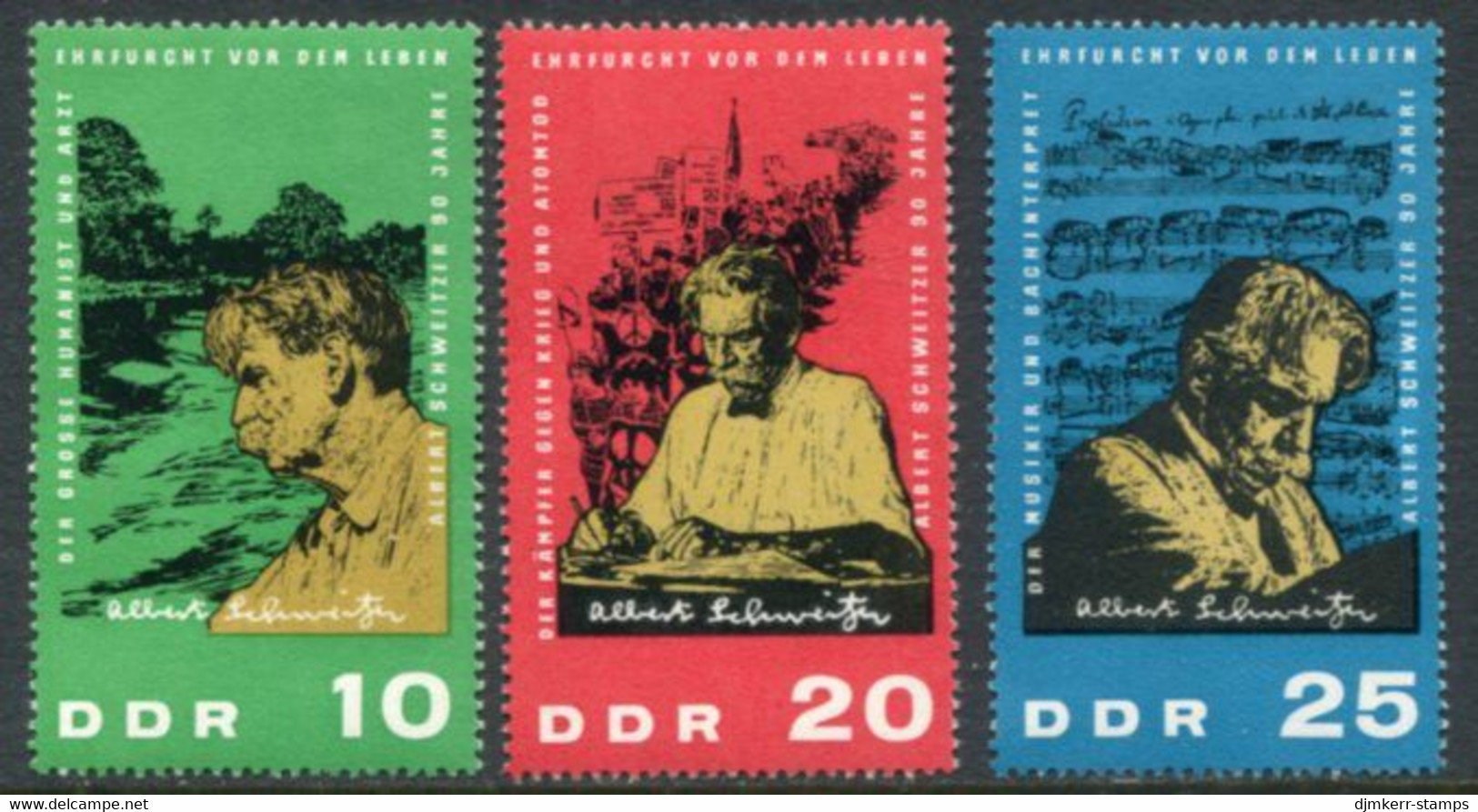 DDR / E. GERMANY 1965 Albert Schweitzer  MNH / **.  Michel  1084-86 - Nuevos