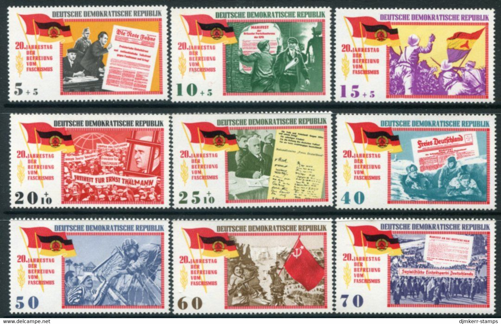 DDR / E. GERMANY 1965 Liberation Anniversary  MNH / **.  Michel 1102-10 - Neufs