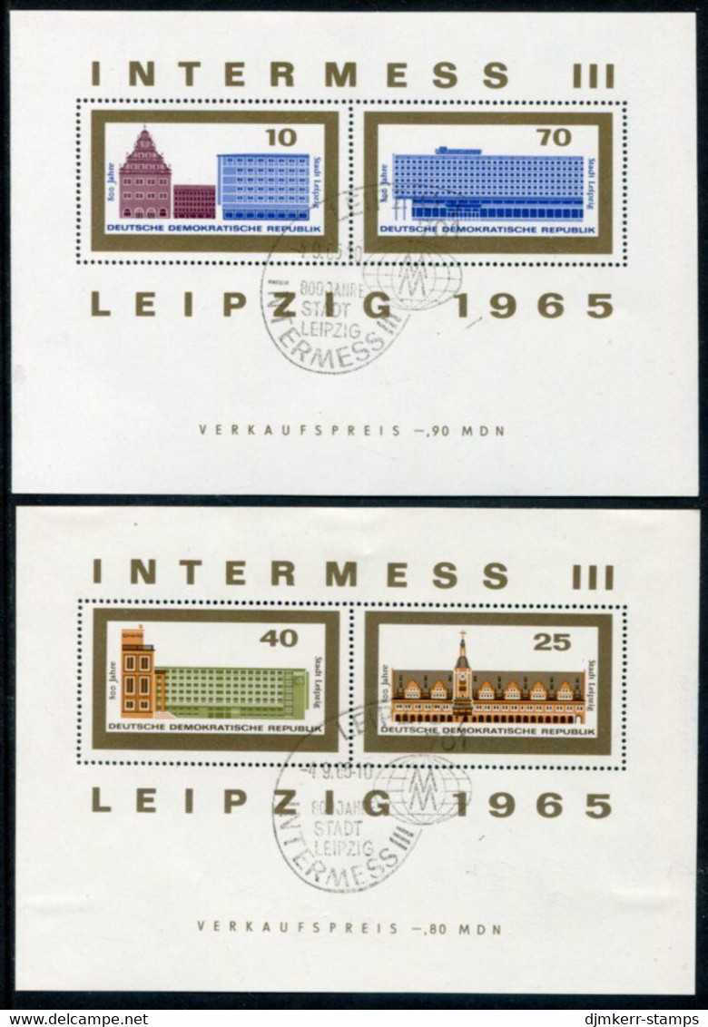 DDR / E. GERMANY 1965 800th Anniversary Of Leipzig Blocks Used.  Michel Blocks 23-24 - Usados