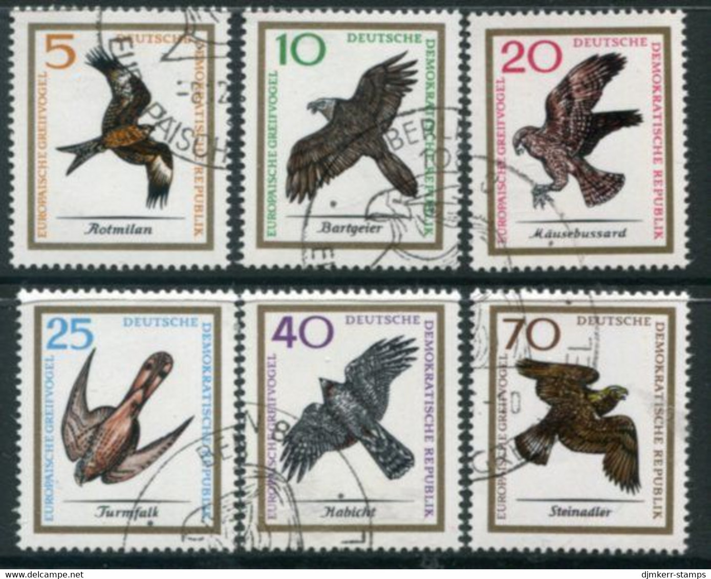 DDR / E. GERMANY 1965 Birds Of Prey Used.  Michel 1147-52 - Usados