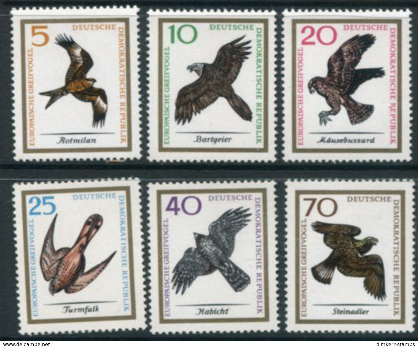 DDR / E. GERMANY 1965 Birds Of Prey MNH / **.  Michel 1147-52 - Nuevos